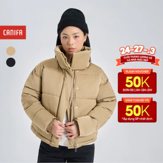 Áo khoác chần bông nữ CANIFA dáng dắn cổ cao dày dặn siêu ấm chống thấm nhẹ 6OT24W019