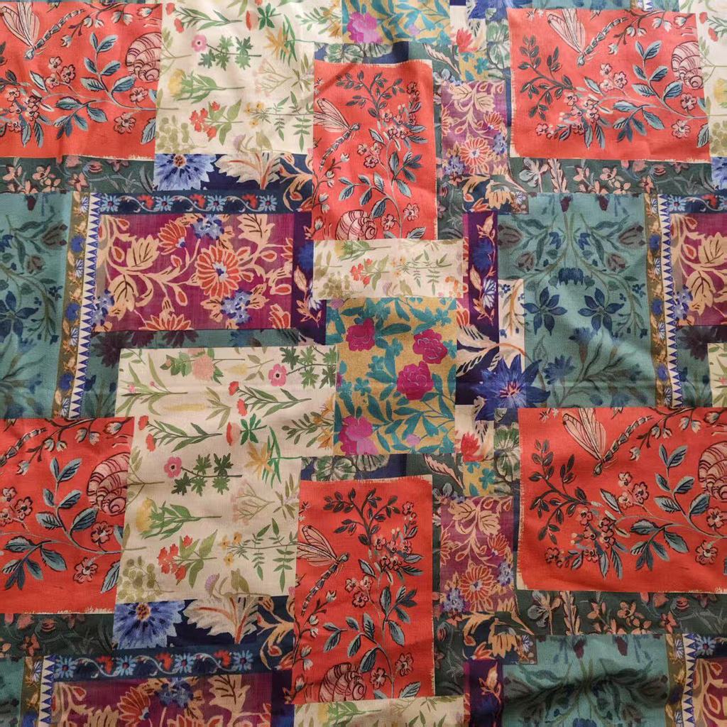 Đầm và quần áo retro với họa tiết dân tộc từ cotton và lanh, TJ23596