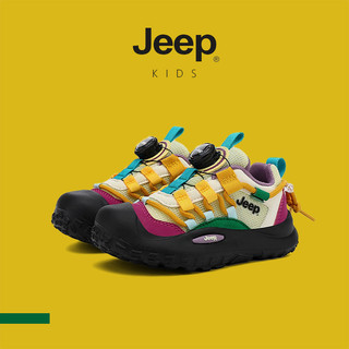 JEEP Giày thể thao trẻ em lưới thoáng khí xoay nút nhẹ, phù hợp chạy bộ thường ngày cho bé trai và bé gái xuân thu.