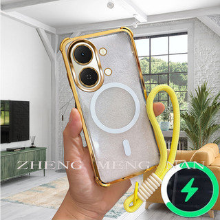 Thích hợp cho vỏ điện thoại VIVO Y05 4G VIVO V70 FE bốn góc chống rơi trong suốt vỏ mềm dây tay 0037