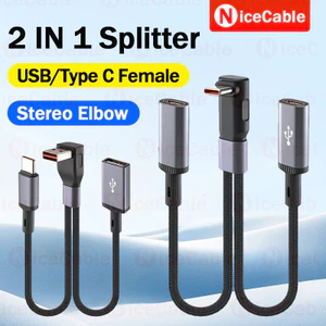 Thiết kế khuỷu tay âm thanh nổi Cáp chuyển đổi OTG 66W Cáp chia sạc nhanh 20CM Cáp chuyển đổi ngắn bện Nylon cho đầu đọc thẻ / chuột / bàn phím