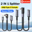 Thiết kế khuỷu tay âm thanh nổi Cáp chuyển đổi OTG 66W Cáp chia sạc nhanh 20CM Cáp chuyển đổi ngắn bện Nylon cho đầu đọc thẻ / chuột / bàn phím
