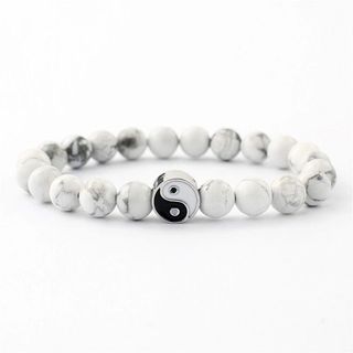 Vòng tay mờ đen trắng Thái cực dương, đính hạt, tương phản màu sắc