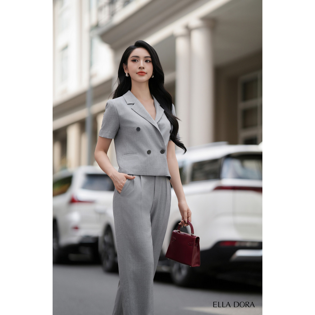 Set đồ công sở nữ ELLA DORA thiết kế phối quần tây suông form đứng thanh lịch 2 màu [AK23 + Q17]