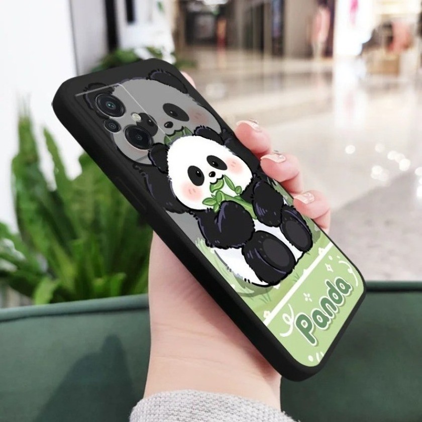Ốp điện thoại hình lá tre màu đỏ và gấu trúc cho Honor X7d X6c X7C X8B X6B X9C 90 200 500 Smart 70 Lite Ốp lưng TPU mềm chống sốc