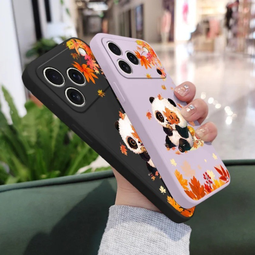 Ốp điện thoại hình lá tre màu đỏ và gấu trúc cho Honor X7d X6c X7C X8B X6B X9C 90 200 500 Smart 70 Lite Ốp lưng TPU mềm chống sốc