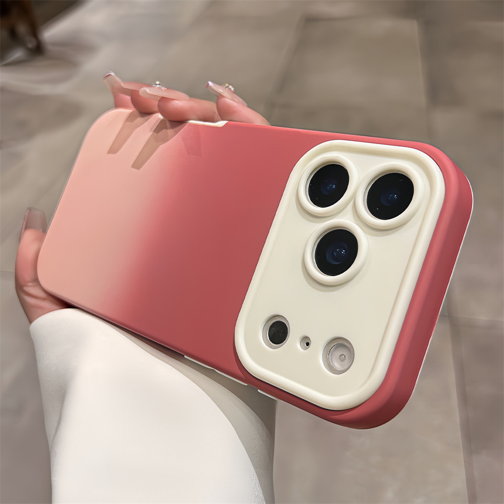 Ốp điện thoại cảm giác da gradient màu cho iPhone 17 Pro Max 13 14 15 16 pro max Bao gồm tất cả bảo vệ ống kính máy ảnh vỏ mềm Vỏ bảo vệ vỏ điện thoại
