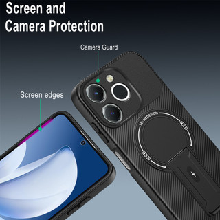 Dành Cho Realme Note 70 / 70T / Narzo 80 4G Ốp điện thoại Sợi Carbon Kết Cấu Từ Tính Cứng Có Chân Đế Mềm TPU Cạnh Chống Sốc Mỏng