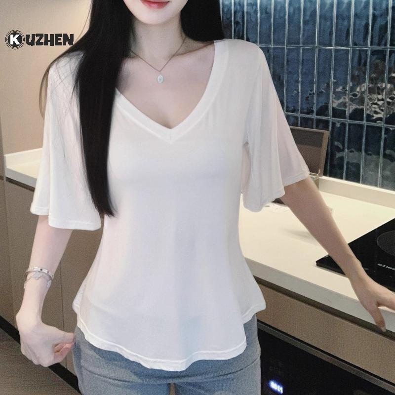 KUZHEN Áo Thun Nữ Slim Fit Co Giãn, Phù Hợp Mặc Hàng Ngày Mùa Hè