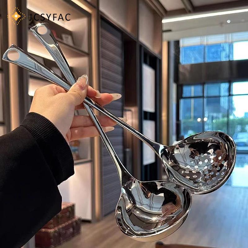 JCSYFAC Thìa Inox Tay Cầm Dài Thìa Canh Cho Lẩu Muỗng Rây Lọc Nhà Bếp Bộ Đồ Ăn Nấu Ăn Cần Thiết Mới