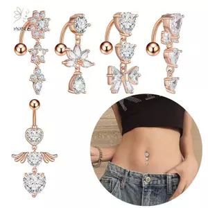 Hạt nút rốn trái tim có cánh hoa - Trang sức cơ thể thời trang