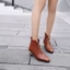 VNMZGG34-39 Kích Thước Lớn Mũi Vuông Dây Kéo Phía Trước Kim Loại Trang Trí Hình Đặc Biệt Gót Bên Dây Kéo Ống Ngắn Giày Bốt Thời Trang