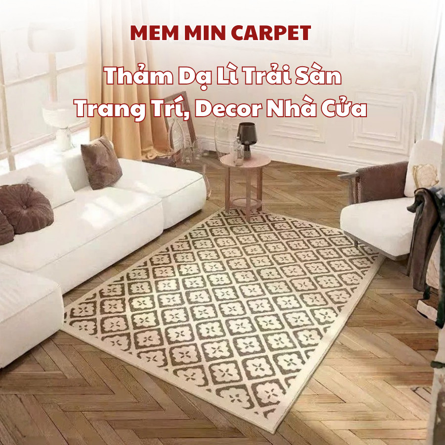 Thảm Nỉ Dạ Lì 1m6x2m3, 2mx3m Trải Sàn Phòng Khách, Thảm Cao Cấp Decor Phòng Siêu Đẹp - Memmincarpet - THB15