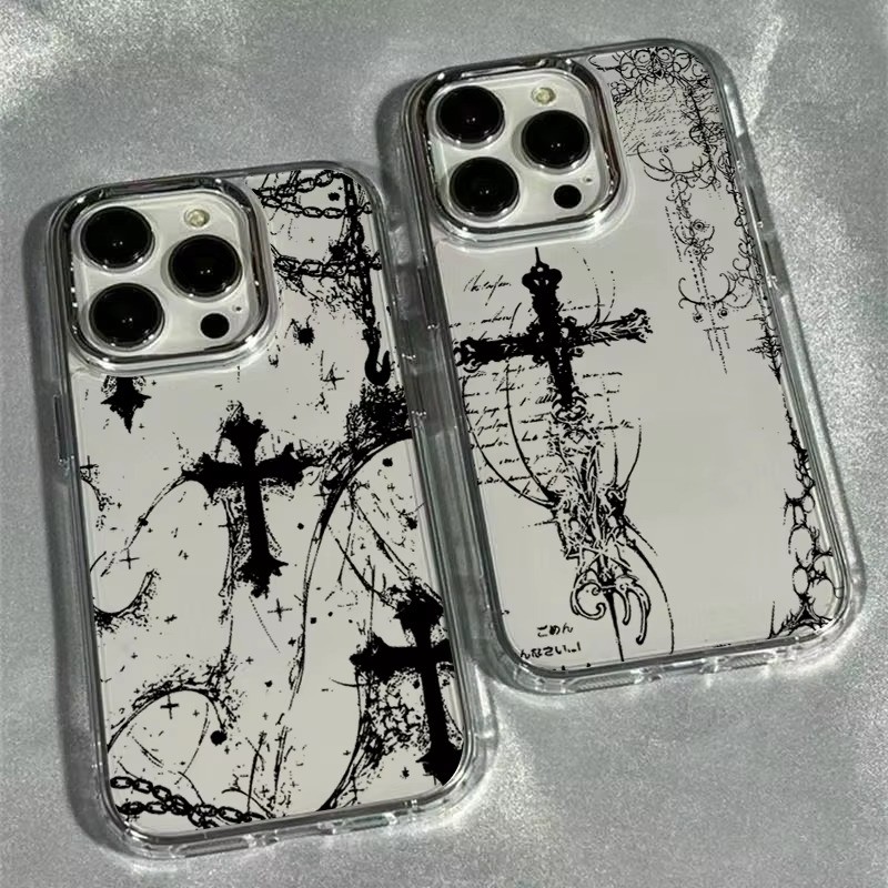 Ốp điện thoại Cool Dark Gothic Cross Mark cho iPhone 17 16e 16 15 14 13 12 11 Pro Max X XS XR 8 7 Plus Vỏ chống sốc mềm trong suốt