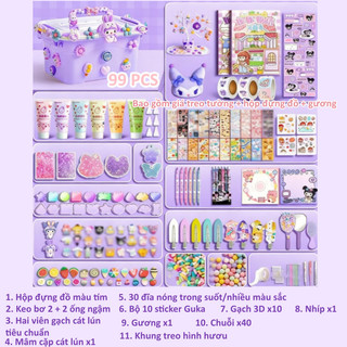 【BabyJoy】Bộ DIY làm móc khóa và dán sticker,bao gồm kem keo và charm xinh xắn,Hộp đựng đồ ba tầng,Đồ chơi thủ công