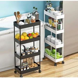 Kệ đựng đồ đa năng 4 tầng có bánh xe đẩy chuyên dụng cho spa, phòng tắm, bếp chất liệu inox