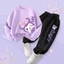Dễ Thương Kuromi Hoạt Hình Trẻ Em Áo Khoác Bộ Dài Tay Top Jogger Đáy Trang Phục Thường Ngày