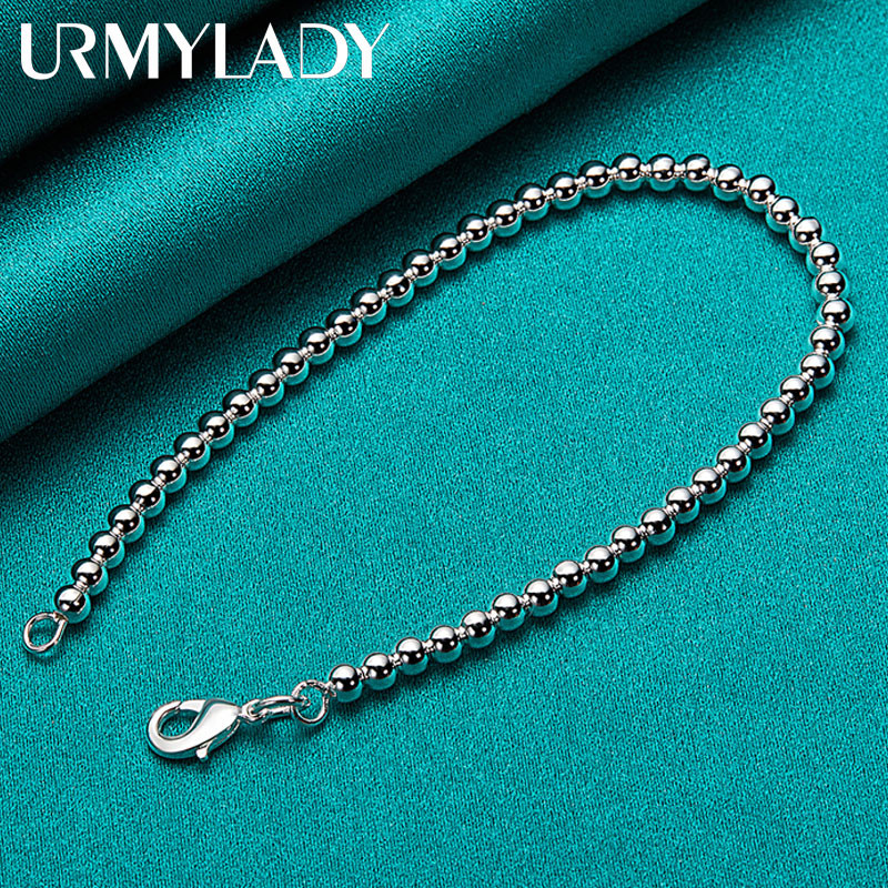 URMYLADY Vòng tay bạc 925 đính hạt, phù hợp cho nam và nữ, thời trang quyến rũ