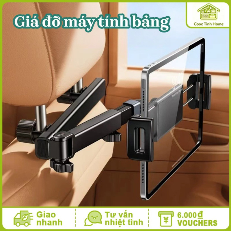 Giá đỡ điện Thoại Máy Tính Bảng 4.7-12.9 Inch Cho ô Tô, Xoay 360 độ, Gắn Sau Ghế, Chất Liệu Hợp Kim Nhôm
