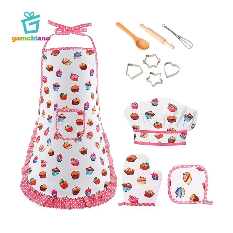 Bộ quần áo đầu bếp gamchiano Tạp dề trẻ em Đồ chơi giáo dục học tập sớm cho trẻ em Quà tặng