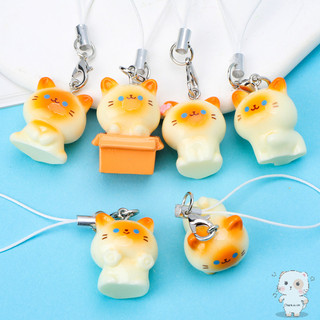 【Chamvn】Dây đeo điện thoại hình mèo Xiêm 3D màu cam dễ thương cặp đôi  móc khóa dành cho bạn thân mặt dây chuyền hoạt