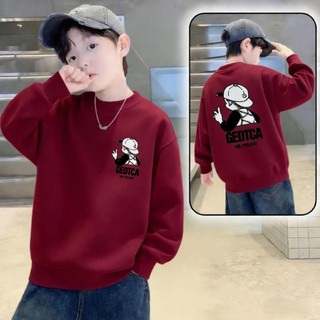 Áo nỉ mỏng cổ tròn kiểu Mỹ, in hình hoạt hình, thời trang, thoải mái, dành cho bé trai.