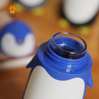 Bình nước thủy tinh cách nhiệt hai lớp hình chim cánh cụt dễ thương - Cốc hoạt hình sáng tạo dành cho học sinh