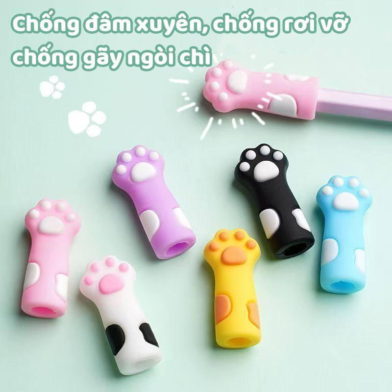 Nắp đậy bút chì hình mèo paw dễ thương, giữ bút chì sạch sẽ, combo 15 cái cho học sinh lớp 1