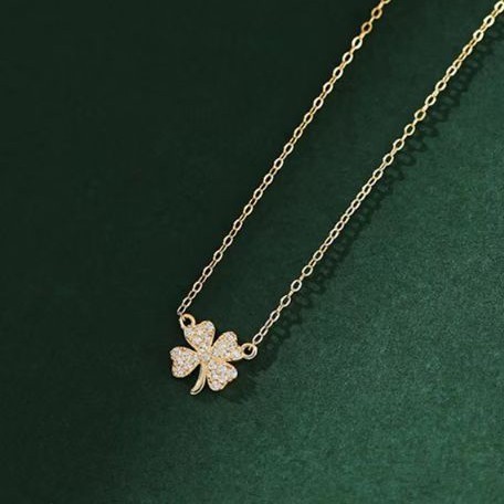 Vòng cổ cỏ ba lá bốn lá bạc S925 thời trang đơn giản