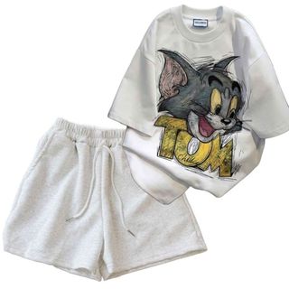 Bộ đồ quần Đùi cộc màu xám tiêu+ và áo phông rộng form rộng-thuba