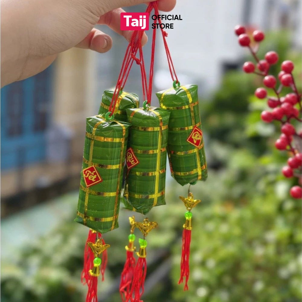 Dây Treo Bánh Chưng Mini, Phụ Kiện Trang Trí Tết Treo Cành Đào Mai