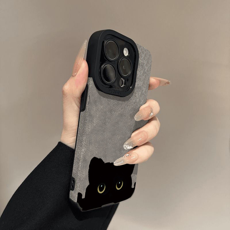 Dây chuyền nhỏ Black Cat phù hợp với vỏ điện thoại 17promax/16 PROMAX, iPhone 15, da lông nhím 14, xốp mềm X