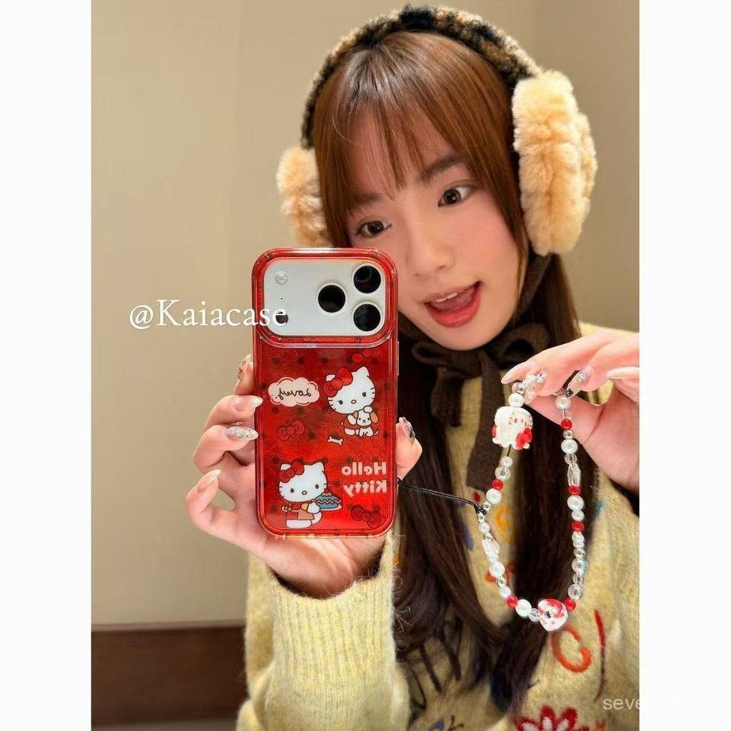 Ốp Điện Thoại Thích Hợp Cho iPhone 7 8 X XS XR XSMAX 11 12 13 14 15 16 17 Pro max Plus Air Dễ Thương Polka Dot kitty Cat Chain Vỏ Bảo Vệ Chống Sốc Bao Gồm Tất Cả QIZL