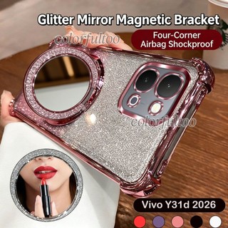 Vỏ Vivo Y31d 2026 Cho Vivo Y31d Y21d Y 31d VivoY21d VivoY31d 4G 5G Thời Trang Trong Suốt Lấp Lánh Bling Vỏ Điện Thoại Mềm Giá Đỡ Vòng Từ Tính Giá Đỡ Túi Khí Bảo Vệ Mặt Sau