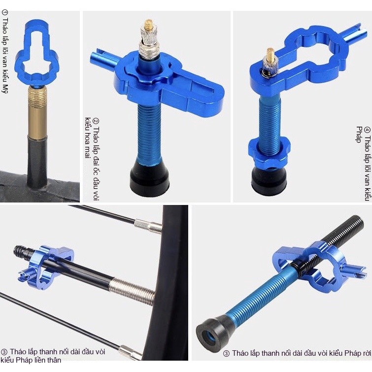 Dụng cụ sửa lõi van chính hãng, chuyên nghiệp - Dụng cụ tháo mở ， Xe đạp ，4 trong 1 / Đa năng