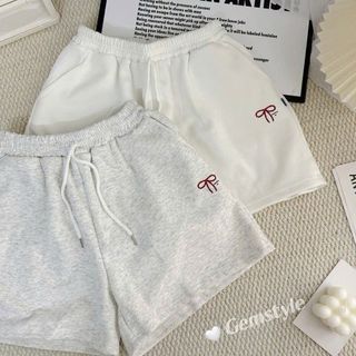 Quần short nỉ đùi 2 da ép Hàn L1 dày dặn, -in nơ chữ mặc mùa hè năng động
