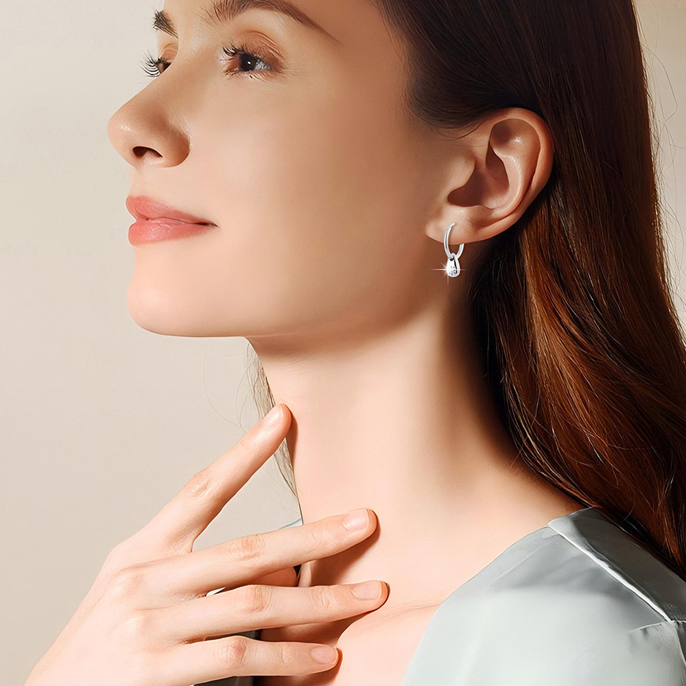 Bông tai mặt dây chuyền ngôi sao tám cánh kim cương bạc s925