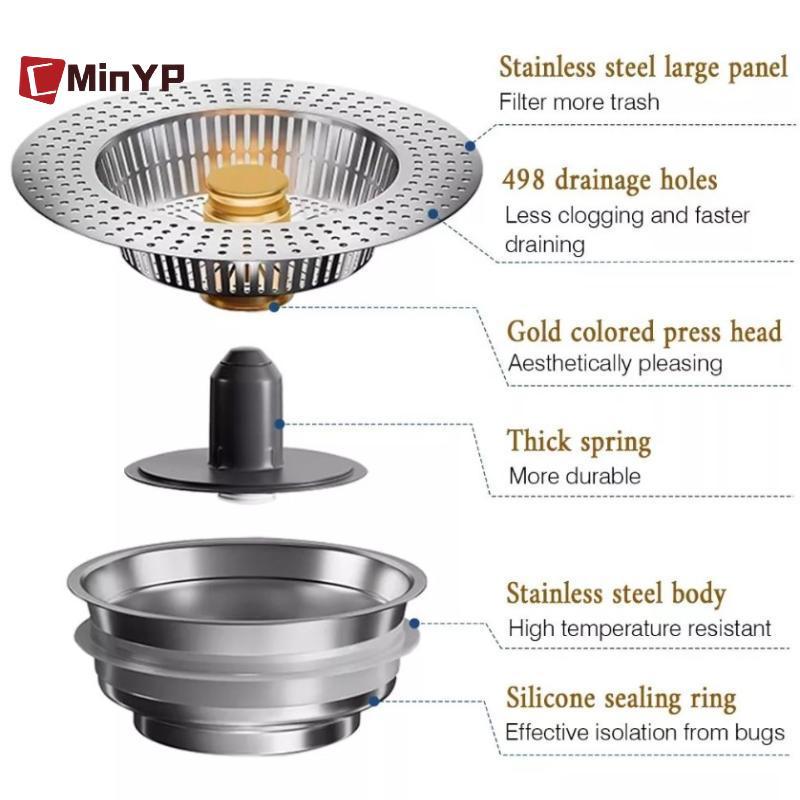 CMinYP 1 Bộ lọc thoát nước bồn rửa Bounce -Odor & Leak, Bộ lọc thoát nước rửa chén, Bộ lọc chống tắc Glory