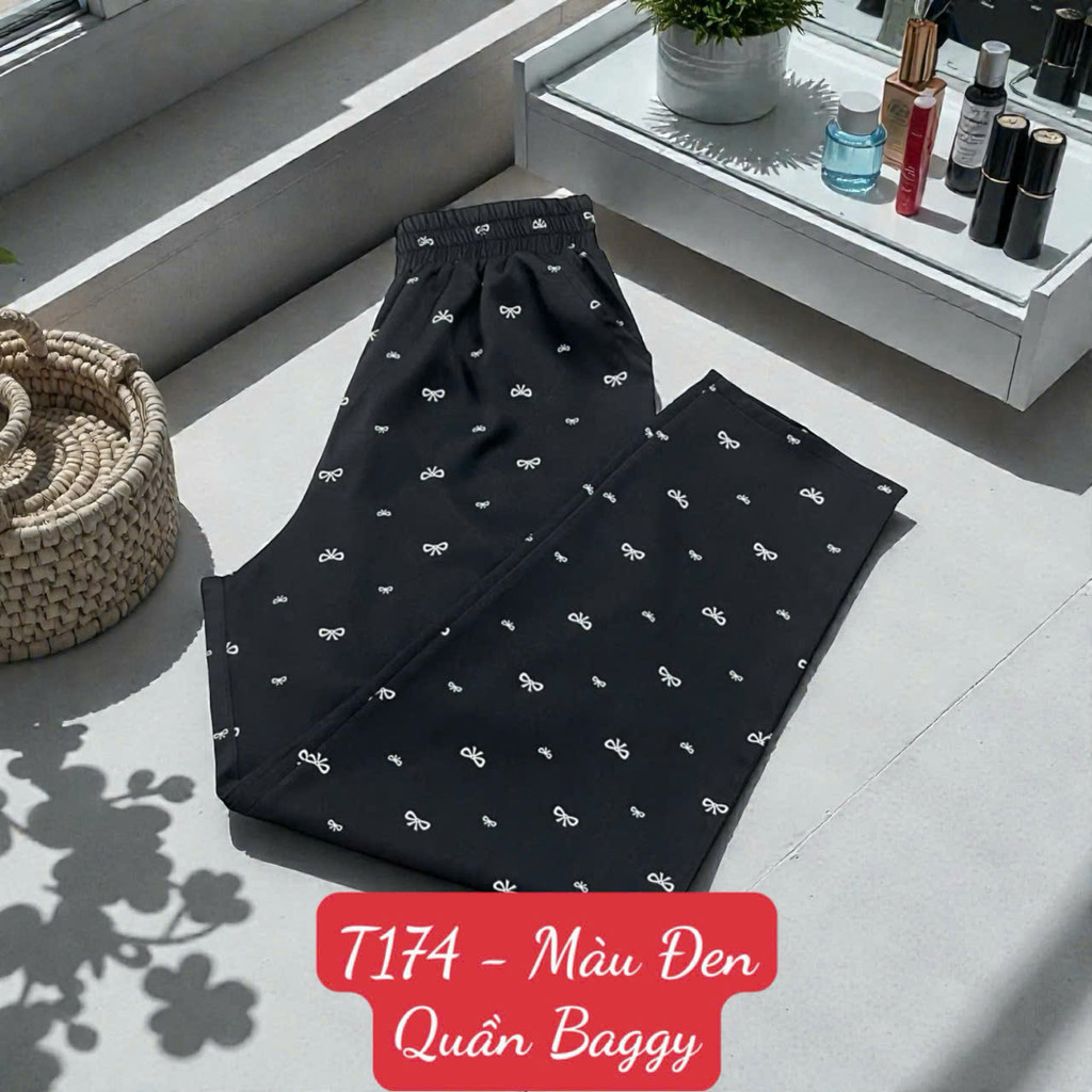 T174 Quần Baggy - Vải Cotton Lạnh - Quần dài 92cm Ống 16cm