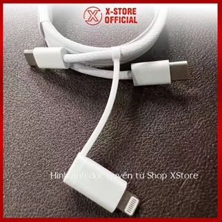 Cáp sạc 2 đầu Type C và LN, dây sạc nhanh PD 60W bọc dù, sạc cho điện thoại thông minh - DSCTC+L
