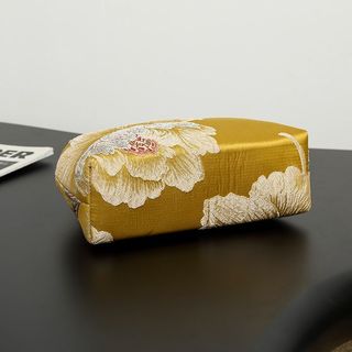 Túi dây chuyền ngọc trai cổ điển Trung Quốc có thể giữ điện thoại di động Dung tích lớn Màu hồng Phong cách Trung Quốc Hoa mẫu đơn vàng Hoa tre Túi phong cách Trung Quốc Sườn xám Hanfu Phù hợp với túi xách dự tiệc hàng ngày