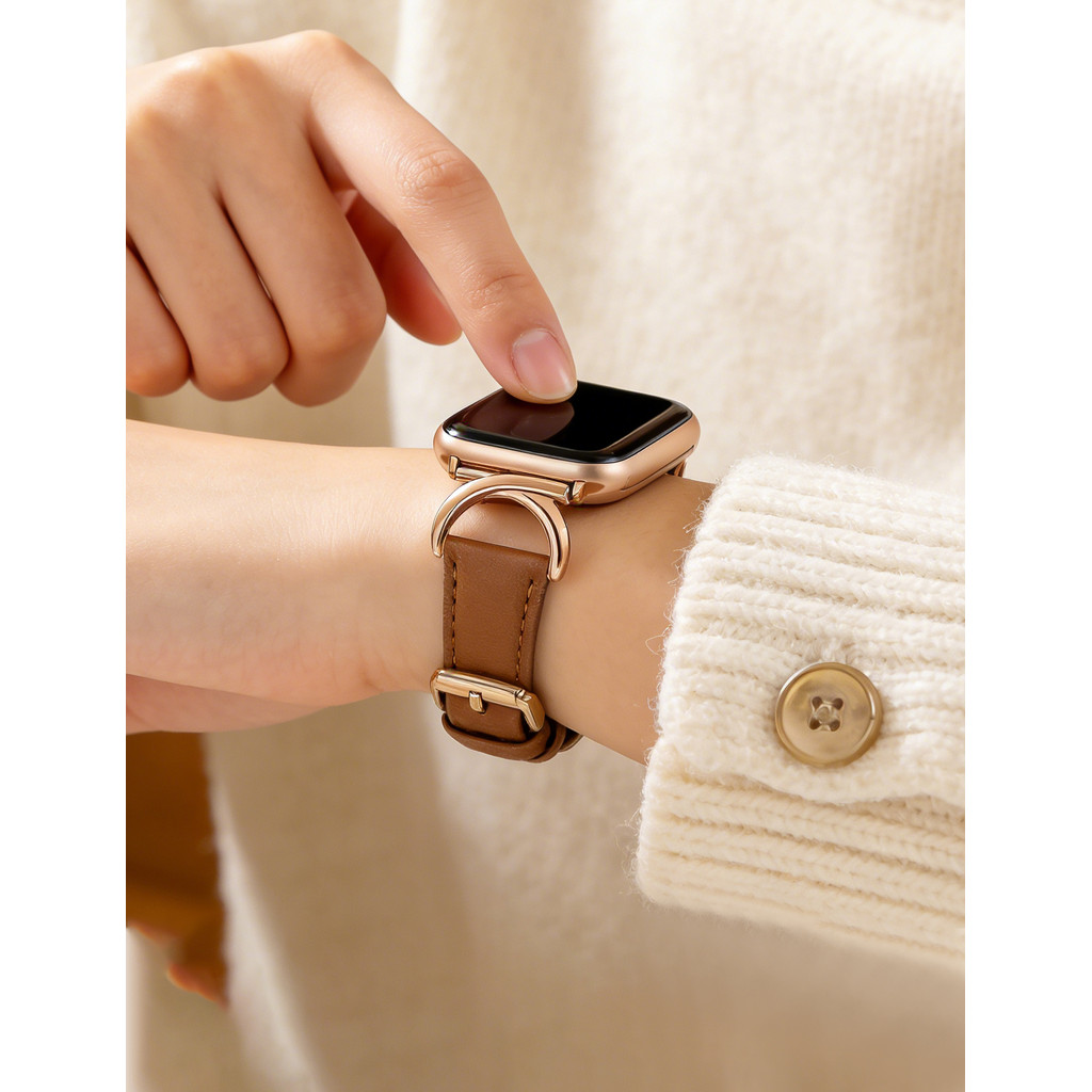 Dây đeo thắt lưng nhỏ bằng da kim loại thời trang dành cho nữ Thích hợp cho Apple Watch S11 SE3 Ultra3 S10 S9 S8 SE S7 S6 Ultra 49mm 46mm 42mm 40mm 44mm 41mm 45mm Dây đeo cổ tay