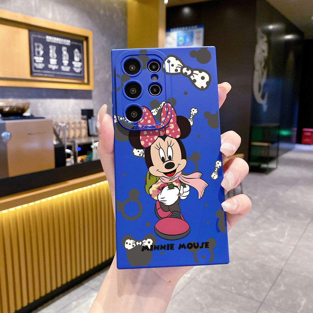 Tương thích với Samsung Galaxy S26 S25 S24 S23 Ultra S22 Plus S21 FE Kẻ sọc Mickey Minnie Vỏ bảo vệ ống kính