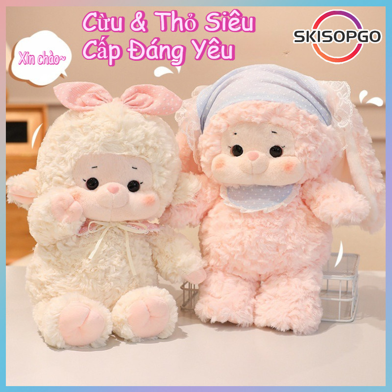 【SKISOPGO】Balo Thú Dễ Thương-40cm,Túi Đôi 2in1,balo thỏ hồng đeo khăn,balo cừu trắng,Quà Tặng Bé Gái ,Bạn Gái
