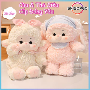 【SKISOPGO】Balo Thú Dễ Thương-40cm,Túi Đôi 2in1,balo thỏ hồng đeo khăn,balo cừu trắng,Quà Tặng Bé Gái ,Bạn Gái