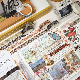 JIANWU 5 Cuộn / bộ Mùa Đông Núi Series Vintage Cây Lá Vật Liệu Phong Cảnh Cắt Băng Washi Sáng Tạo Tạp Chí Văn Phòng Phẩm
