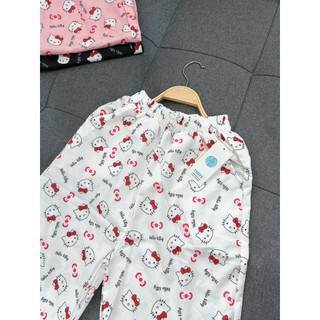 Quần Lụa 3D In Hình Kitty Dễ Thương - HoodieX- Quần Ống Rộng Mặc Nhà Cho Nữ Dưới 65kg