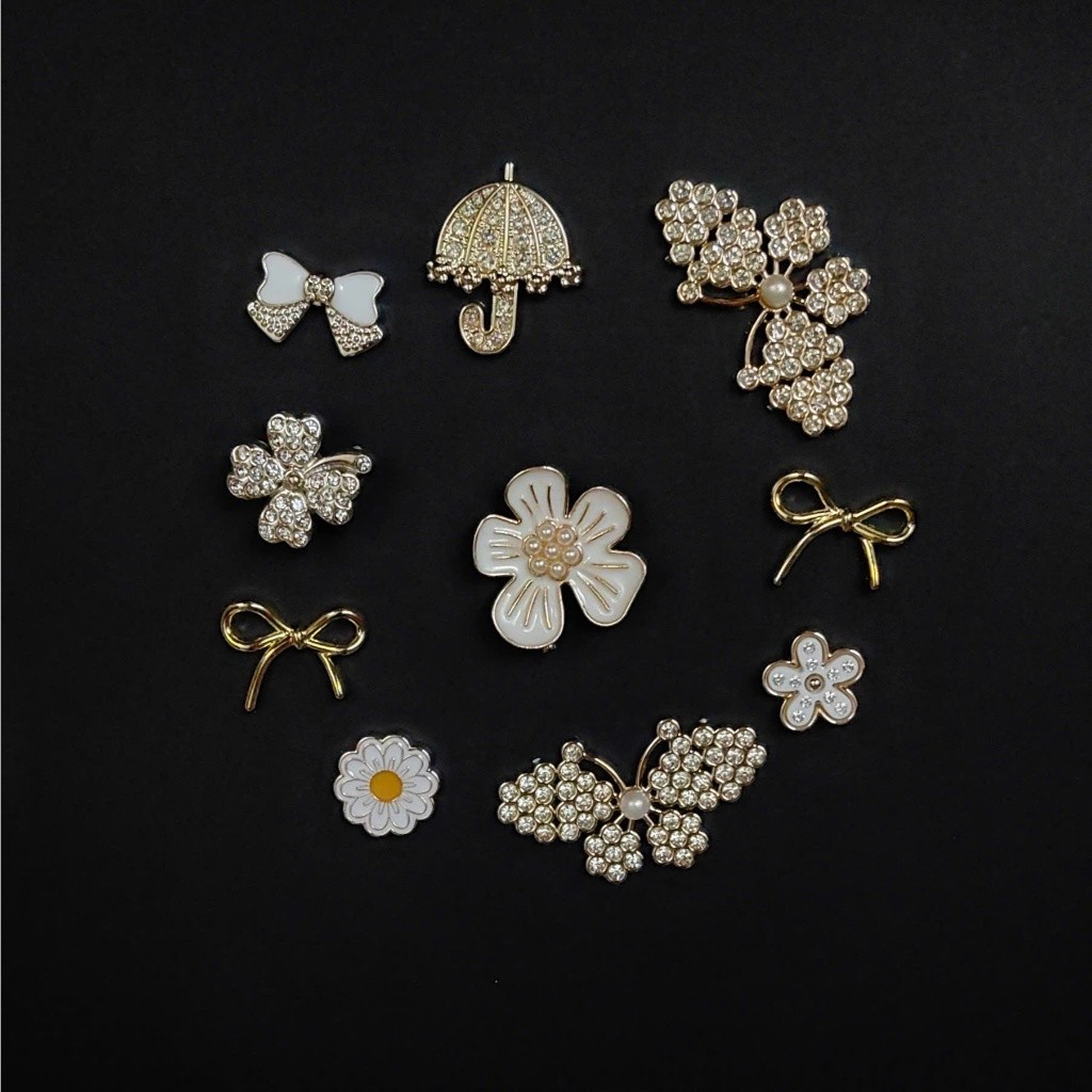 CHARM/STICKER  ĐÍNH ĐÁ: SET CHARM CAO CẤP GẮN DÉP 10 CHI TIẾT LUXURY