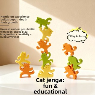Mèo Cân Bằng Khối Xây Dựng Đồ Chơi Giáo Dục Dễ Thương Kung Fu Mèo Trò Chơi Cha Mẹ-Con Trẻ Em