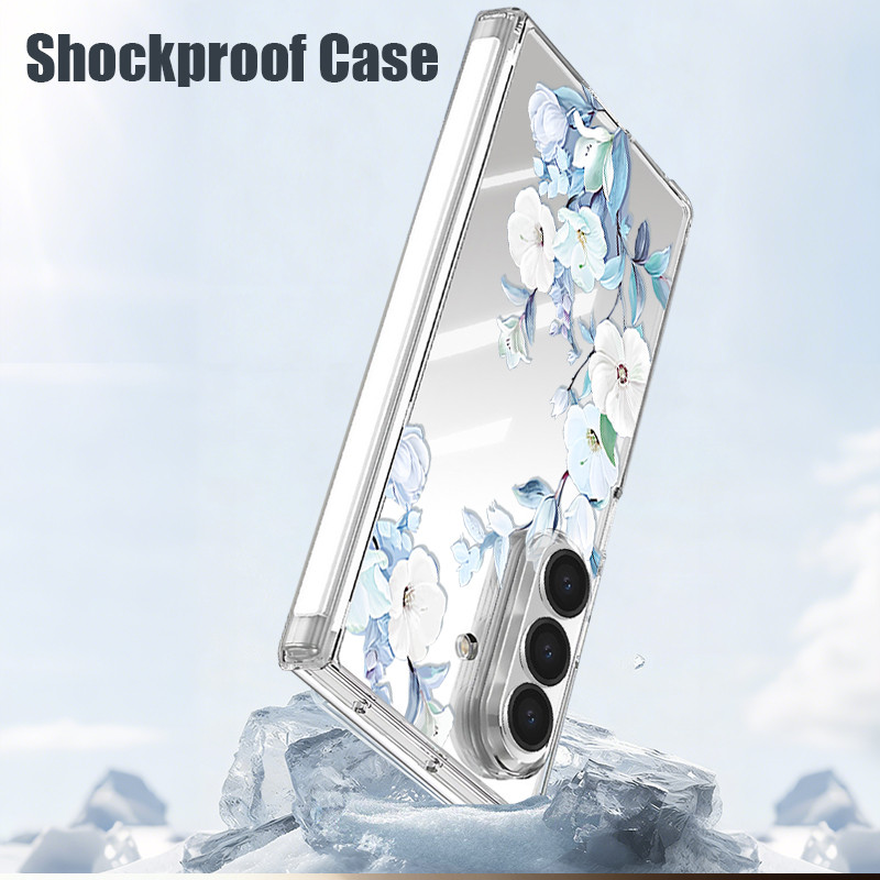 Ốp điện thoại trong suốt hấp phụ từ tính cho Samsung Galaxy Z Fold 7 6 5 Fold7 Fold6 Fold5 5G Vỏ chống sốc in hoa
